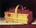 A Wooden Basket of Catawba Grapes William Harnett still life